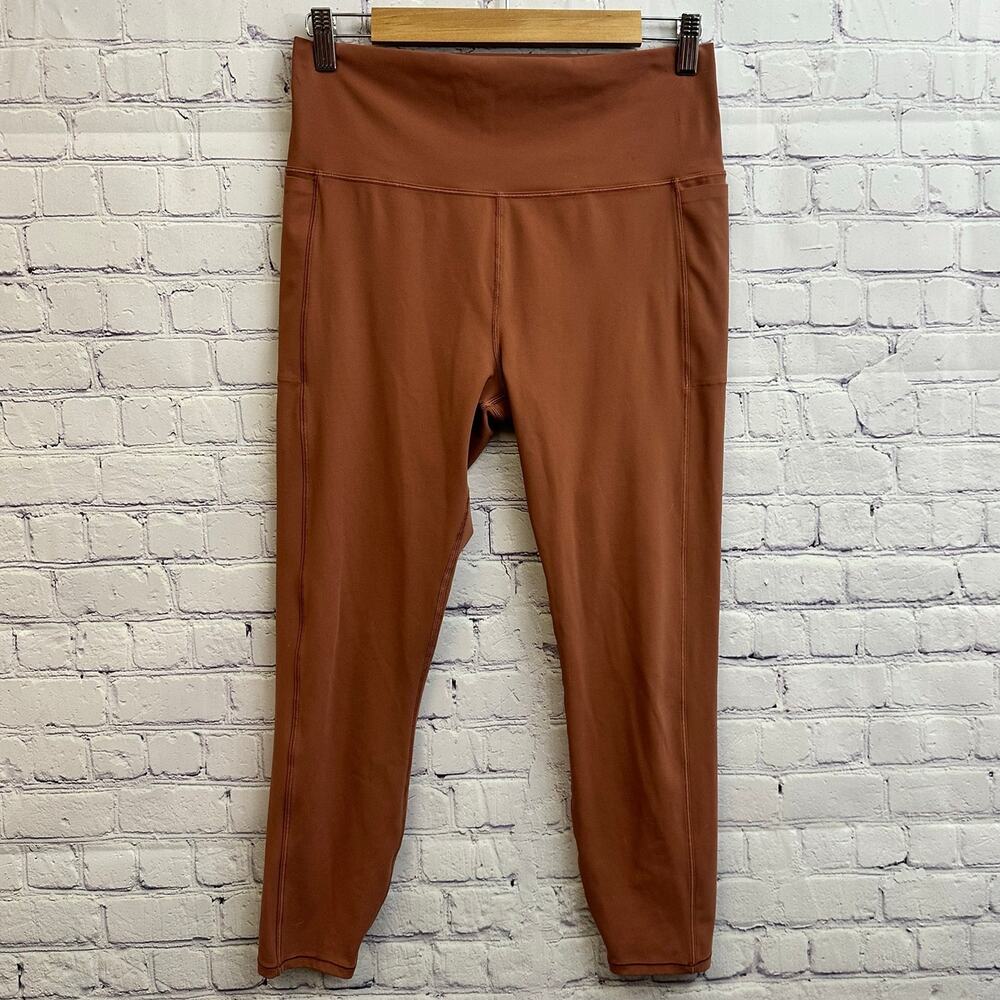 Vuori Studio Pocket Leggings Rust Orange Women's Large Activewear Gym Running